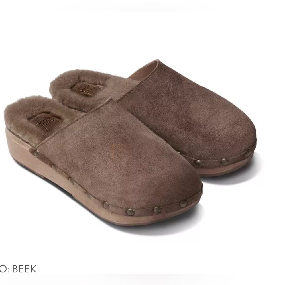 BEEK Mallard Shearling and suede clogs slippers size 6 brand new